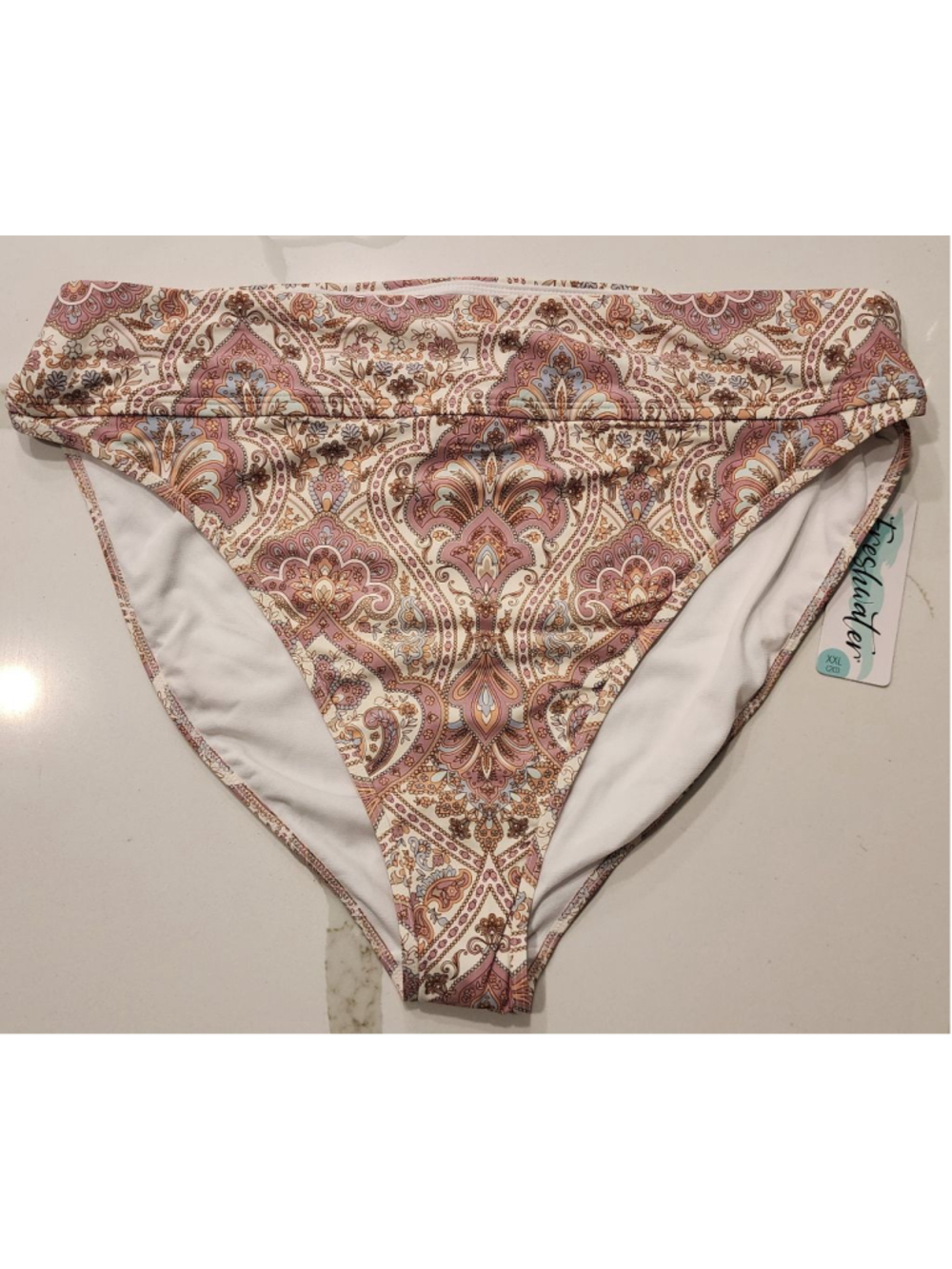 Freshwater Boho Paisley Floral XXL 20 High Leg Bikini Bottoms Swimwear NWT Plus